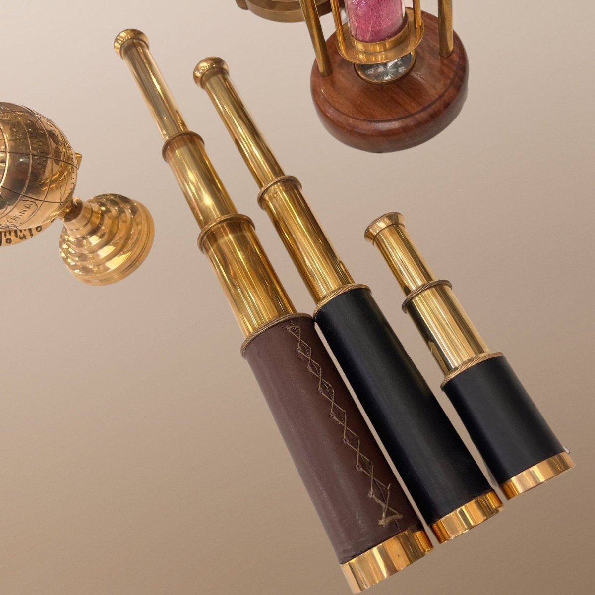 Solid Brass Telescope Leather Portable