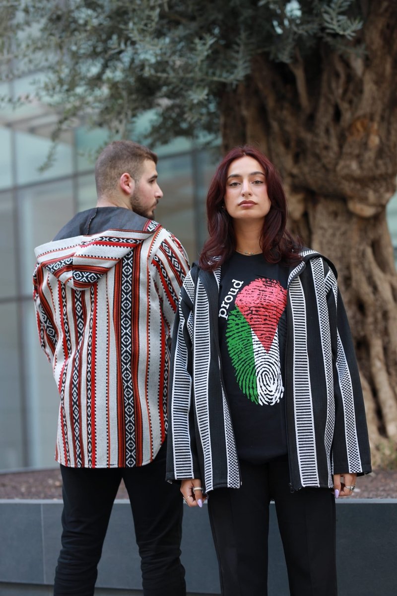 Unisex Sadu Jacket Bedouin Jacket Black And White