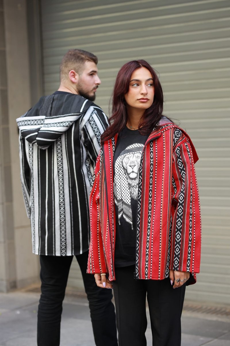 Unisex Sadu Jacket Bedouin Jacket Black And White