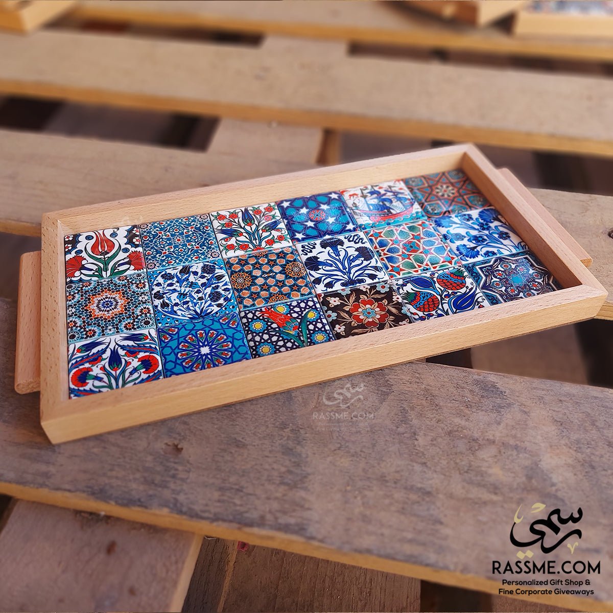 Wooden Ceramic Large Tray Rectangle