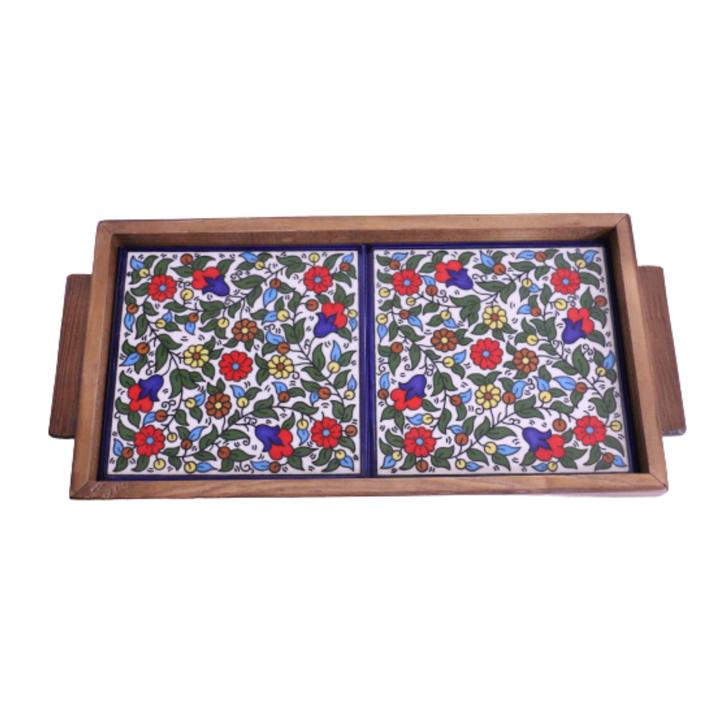 Wooden Palestinian Ceramic Large Tray