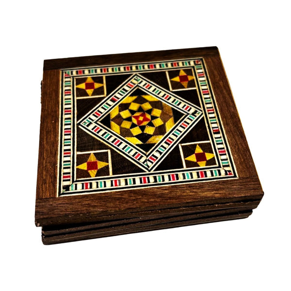 6 Coasters Set Wooden Mosaics - STLESS