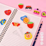 6Pcs Fruit Eraser Cute 3D Watermelon Grape Strawberry Lemon Rubber Kiwi
