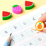 6Pcs Fruit Eraser Cute 3D Watermelon Grape Strawberry Lemon Rubber Kiwi