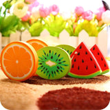 6Pcs Fruit Eraser Cute 3D Watermelon Grape Strawberry Lemon Rubber Kiwi