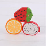 6Pcs Fruit Eraser Cute 3D Watermelon Grape Strawberry Lemon Rubber Kiwi