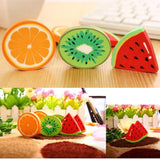 6Pcs Fruit Eraser Cute 3D Watermelon Grape Strawberry Lemon Rubber Kiwi