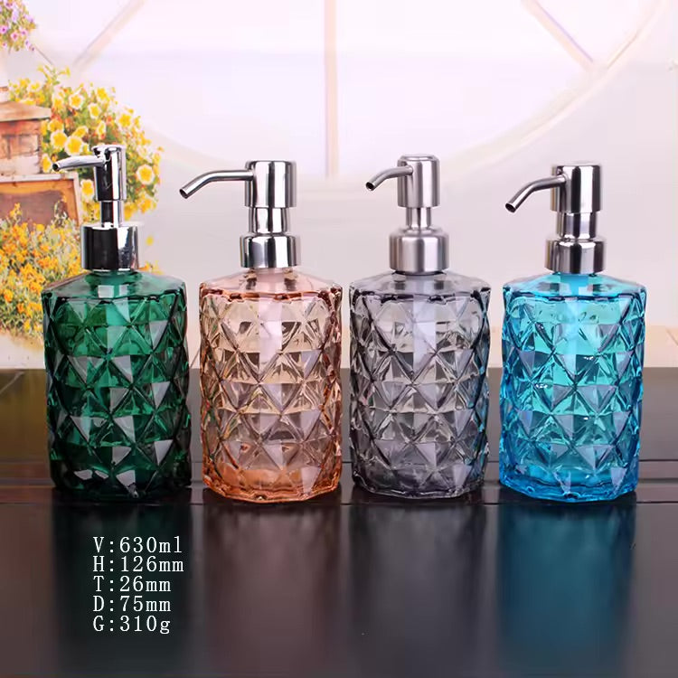 Luxury Glass Soap Dispenser with Stainless Steel Pump