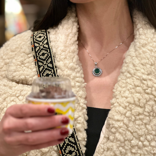 Hand-Embroidered Strap Bag Beige