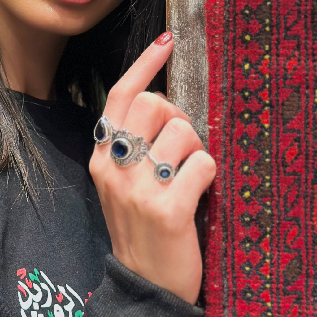 Sterling Silver Sapphire Gemstone Stone Ring