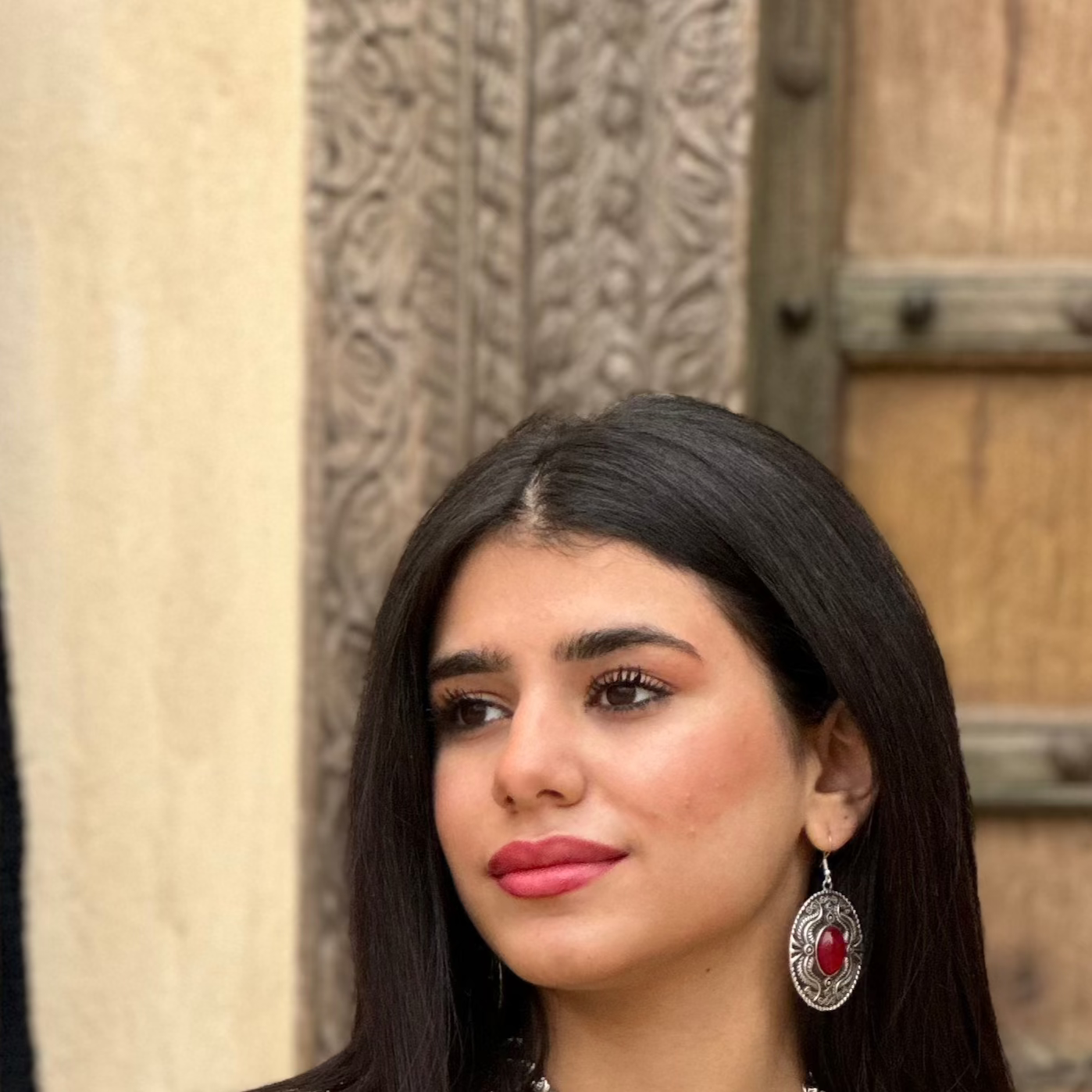 Traditional Silver Agate stone earring