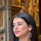 Traditional Silver Agate stone earring