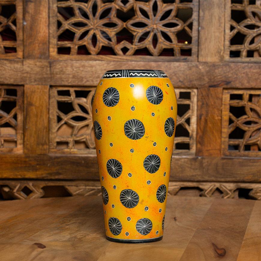 African Vase Thick LimeStone Yellow