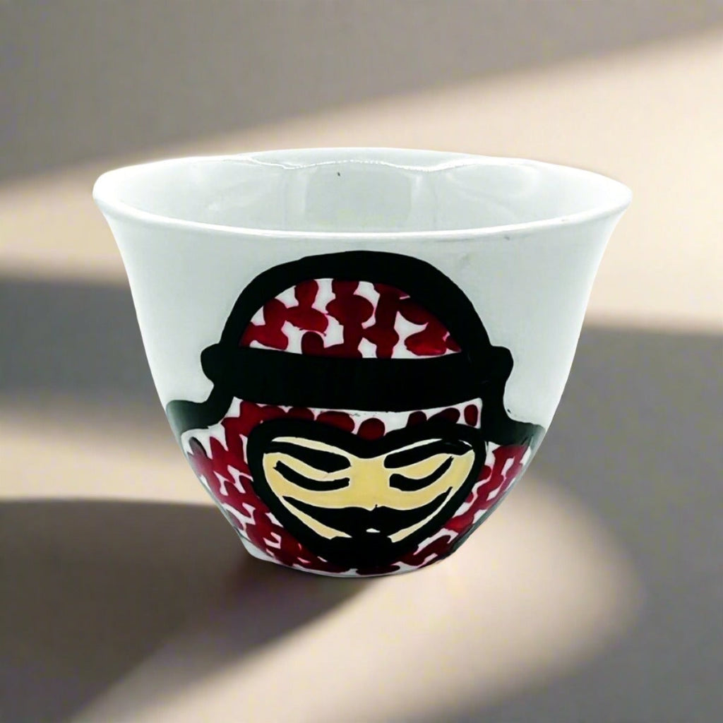 Arabian Coffee Cup Handprinted Bedouin Man - STLESS