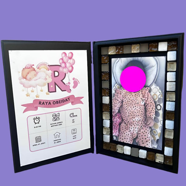 Baby Information on Frame with Picture Customized Wooden Book