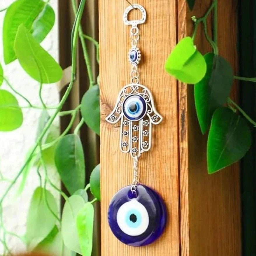 Blue Eye Alloy Hamsa Hand Pendant Evil Eye Amule