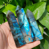 Blue Moonlight Natural Crystal Pillar, Natural Crystal Stone, Crystal Handicraft