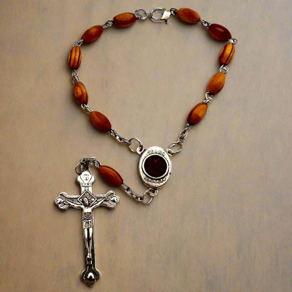 Bracelet OLIVE WOOD CATHOLIC ROSARY Bethlehem - STLESS