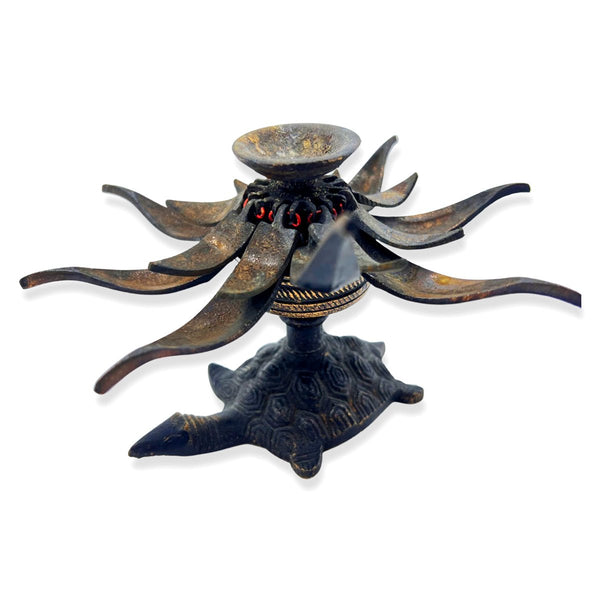Candle Holder Antique Brass Rotatable Flower