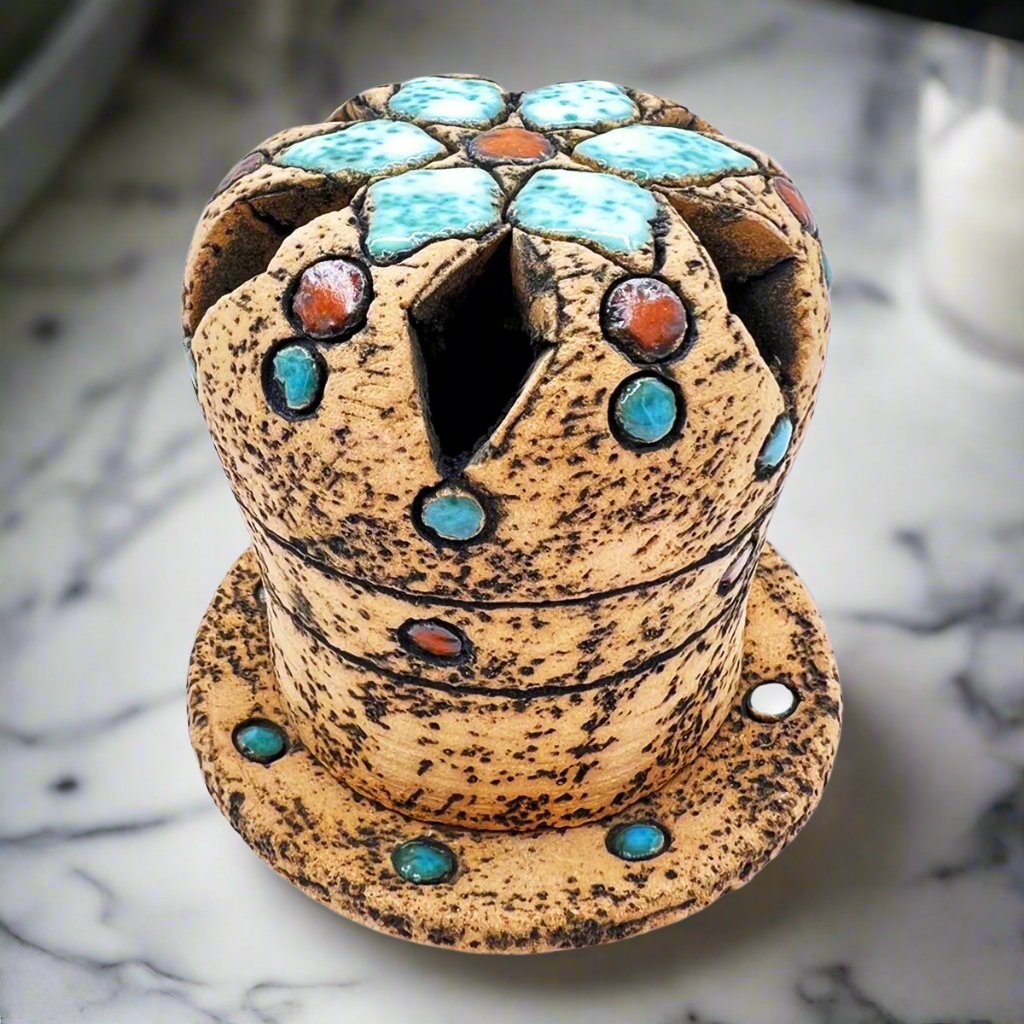 Candle Holder Handmade Clay Nabateans