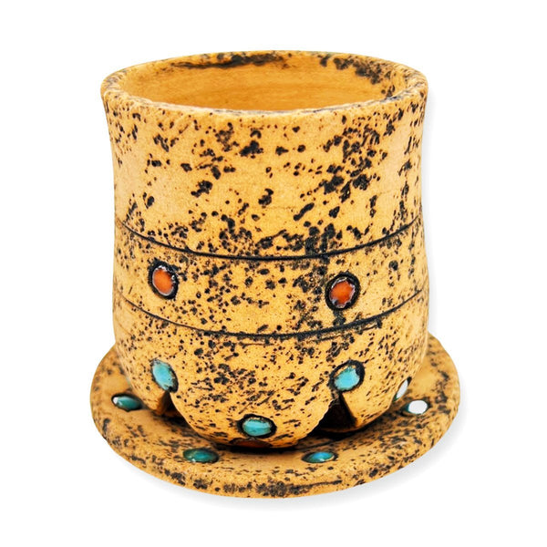 Candle Holder Handmade Clay Nabateans