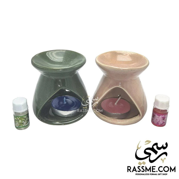 Ceramic Oil Warmer Tealight Warmer With Oil & Candle