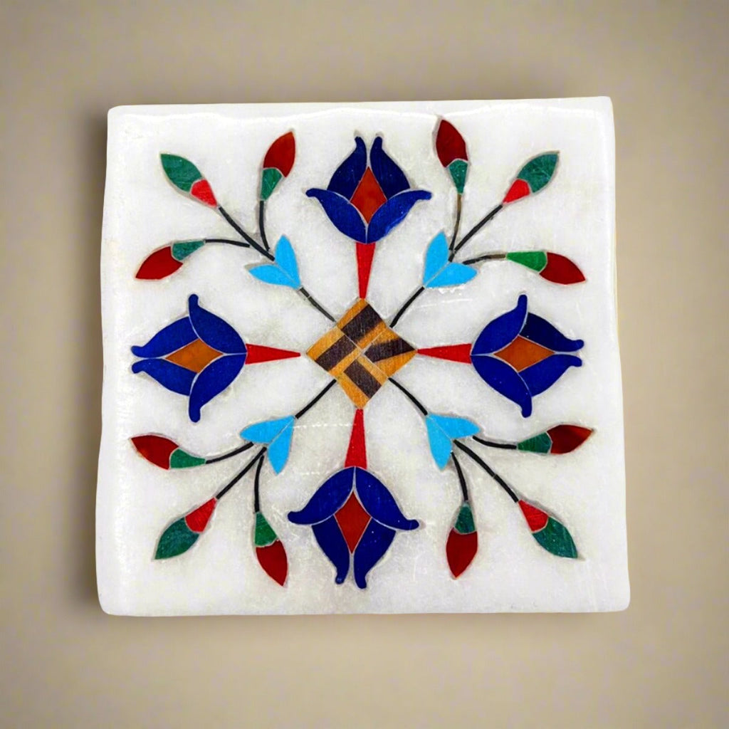 Coaster Ceramic Blue Floral - STLESS