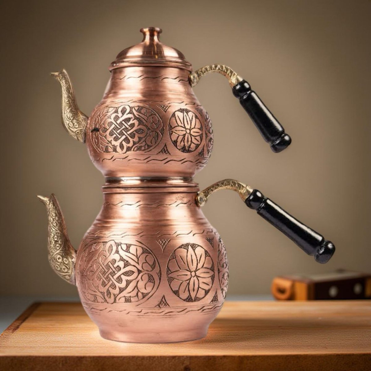 Copper Turkish TeaPot Tea Kettle Pots Set for Stove Top Vintage Antique Kettl