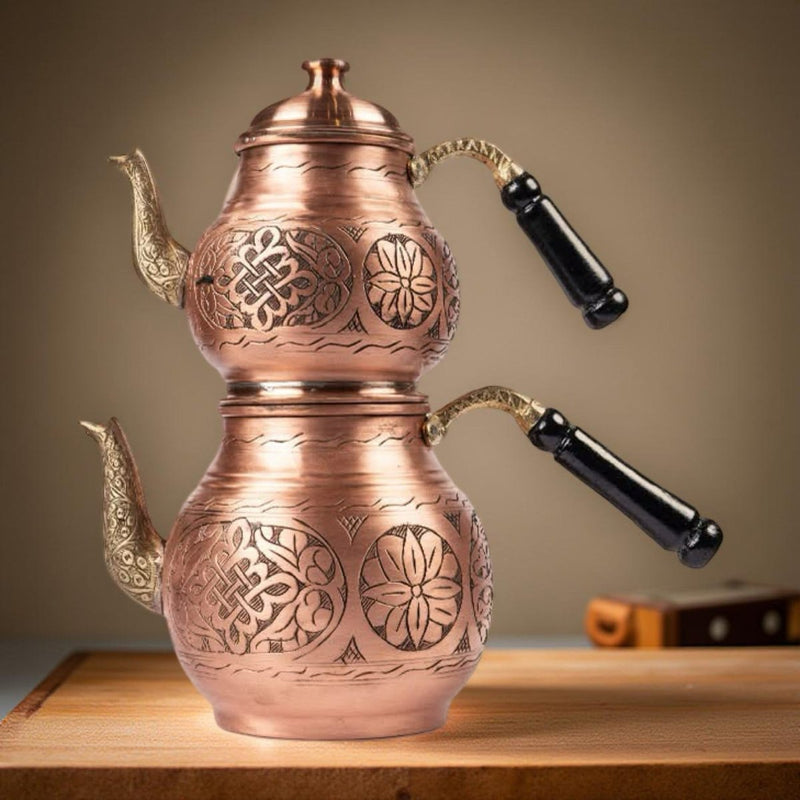 Copper Turkish TeaPot Tea Kettle Pots Set for Stove Top Vintage Antique Kettl