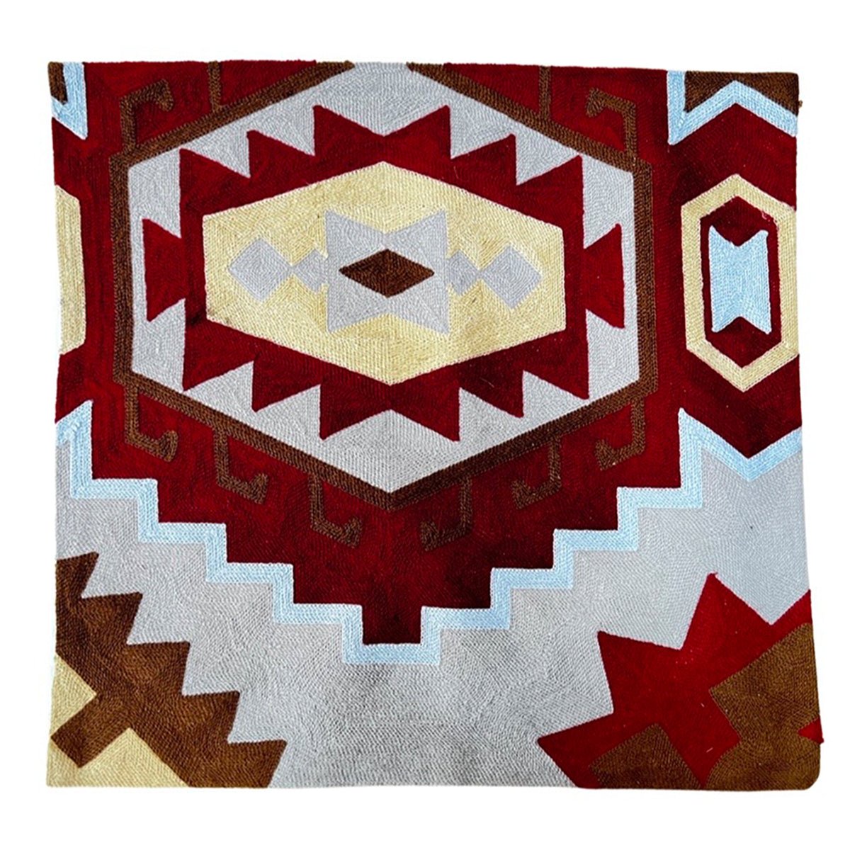 Crewel Wool Embroidered Cushion Throw Pillow Cover