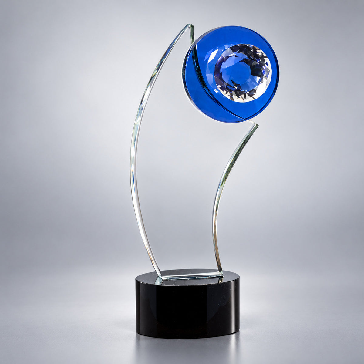 Plaque Blue Moon Crystal - Free Hand Engraving