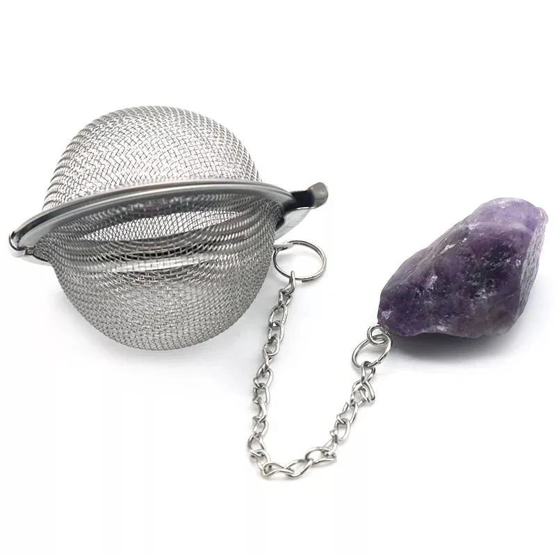 Crystal Tea Infuser - Stainless Steel Reusable Filter with Gemstones