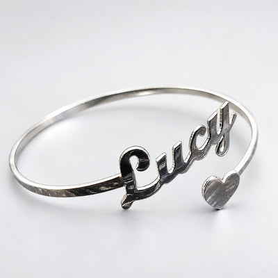 Custom Name Bangle with Heart