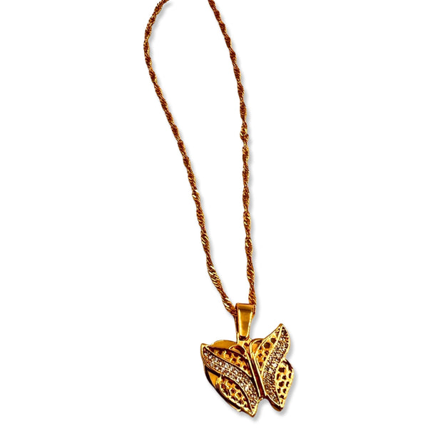 Custom Butterfly Locket Name Engraving Gold Plated - STLESS
