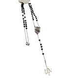Fallahu Khairo Hafezen Black Necklace Rosary & Silver Plated - ستسال فالله خير حافظاً