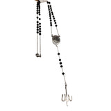 Fallahu Khairo Hafezen Black Necklace Rosary & Silver Plated - ستسال فالله خير حافظاً