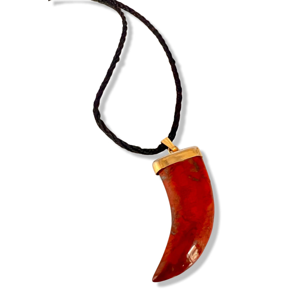 Gemstone Agate Wolf Fang Necklace - STLESS