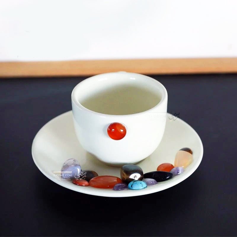 Gemstone And Porcelain Coffee Cup / Tea - STLESS