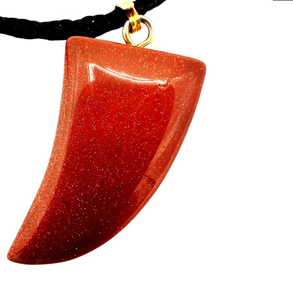 Gemstone Golden Stone Wolf Fang Necklace - STLESS