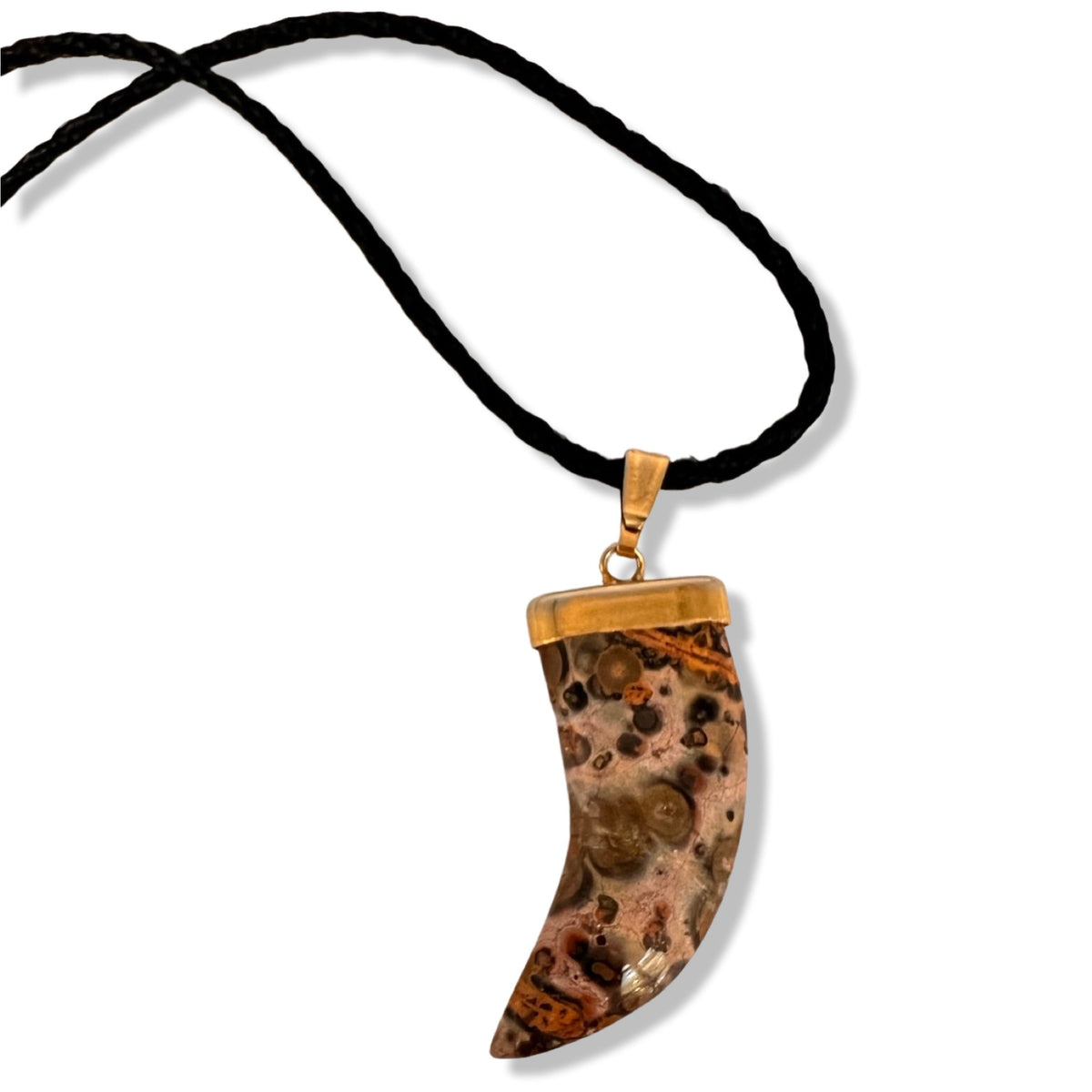 Gemstone Jasper Wolf Fang Necklace