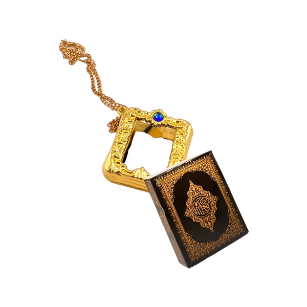 Golden Mini Quran Car Mirror Hanging - STLESS