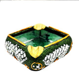 Green Glass With Brass Ashtray