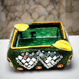 Green Glass With Brass Ashtray