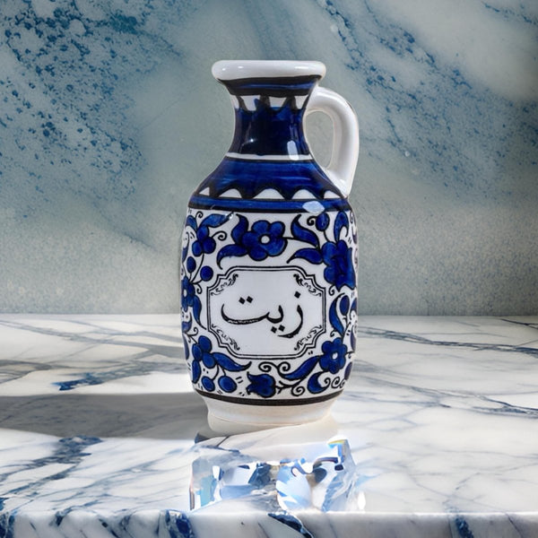 Hand Paint Palestinian Ceramics Olive Oil Bottle Zeit Zaitoun - قنينة زيت زيتون