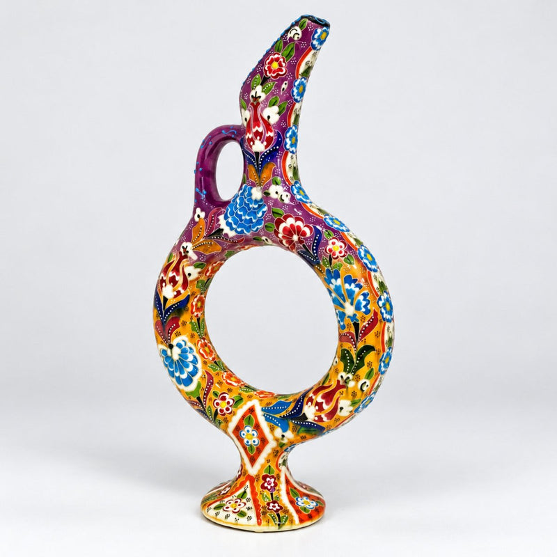 Hand-Painted Turkish Hittite Ceramic Vase & Pitcher