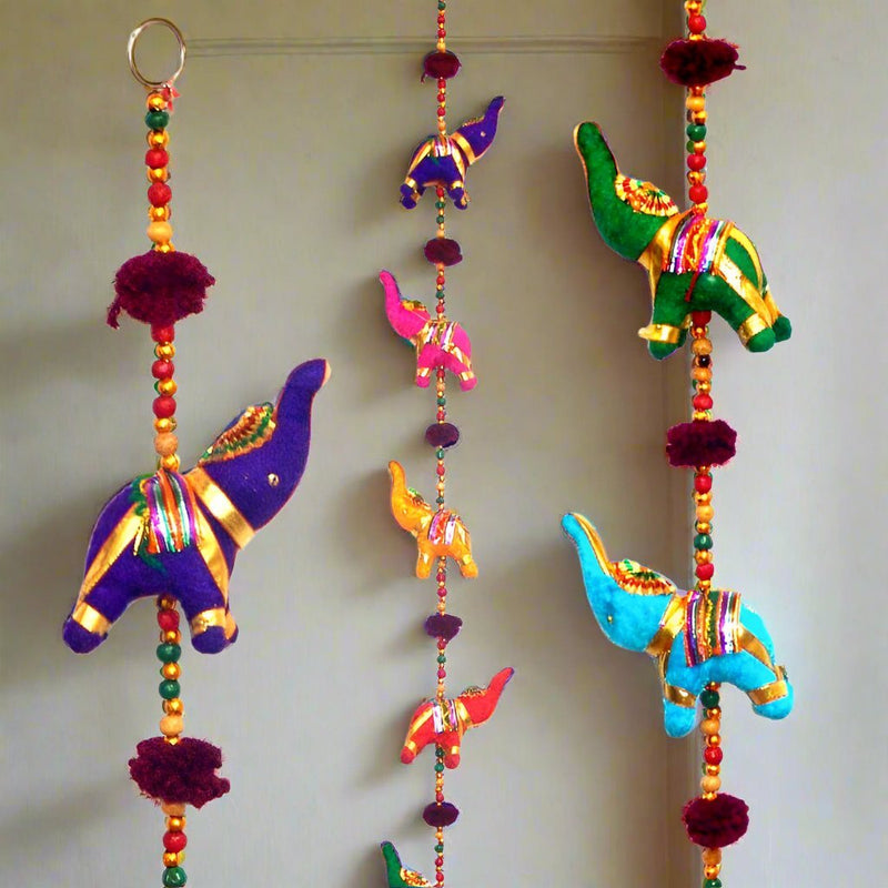 Handicrafts Indian Fabric Hanging Elephants String decoration