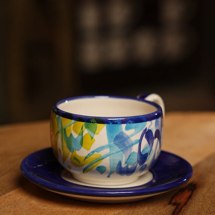 Handmade Blue Ceramic Coffee Cup Made in Jordan