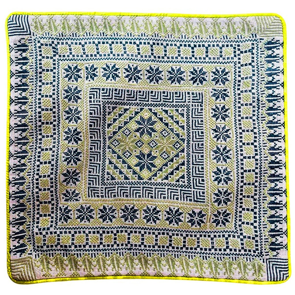 Handmade Embroidery Cushion Cover Blue & Yellow - STLESS