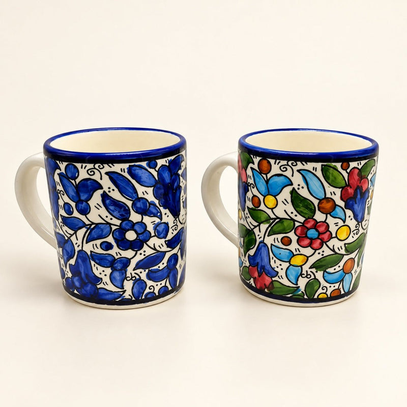 Handmade in Palestinian Ceramics Floral Mug Pottery