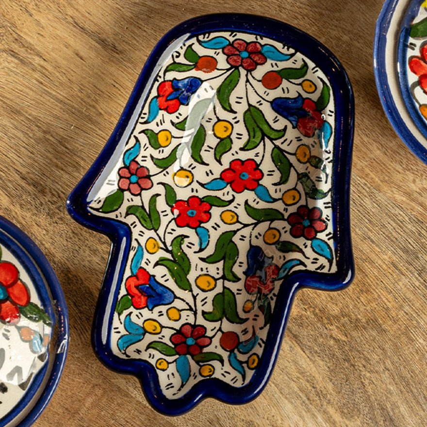 Handmade in Palestinian Ceramics Pottery Hamsa Palm Jordan